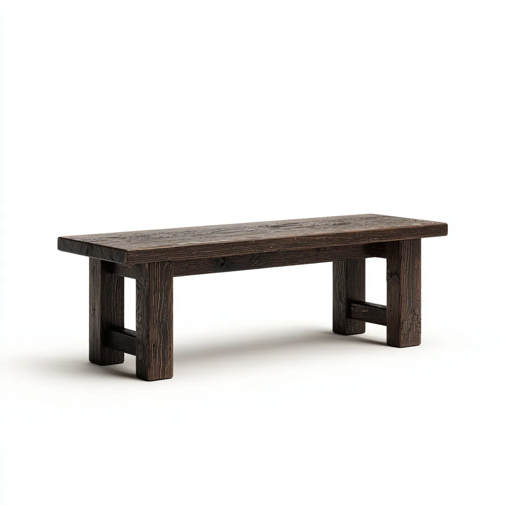 Banc de jardin en bois massif 165x40x45 cm - brun foncé - style rustique-Homelyio