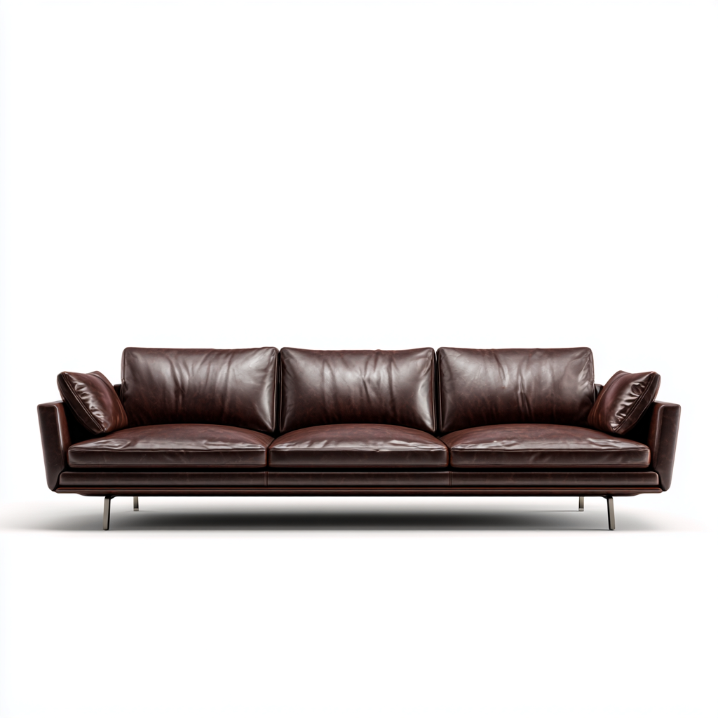 Canapé 3 places en cuir véritable 225x92x85 cm - marron foncé - style contemporain pour salon-Homelyio