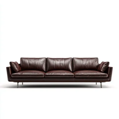 Canapé 3 places en cuir véritable 225x92x85 cm - marron foncé - style contemporain pour salon-Homelyio
