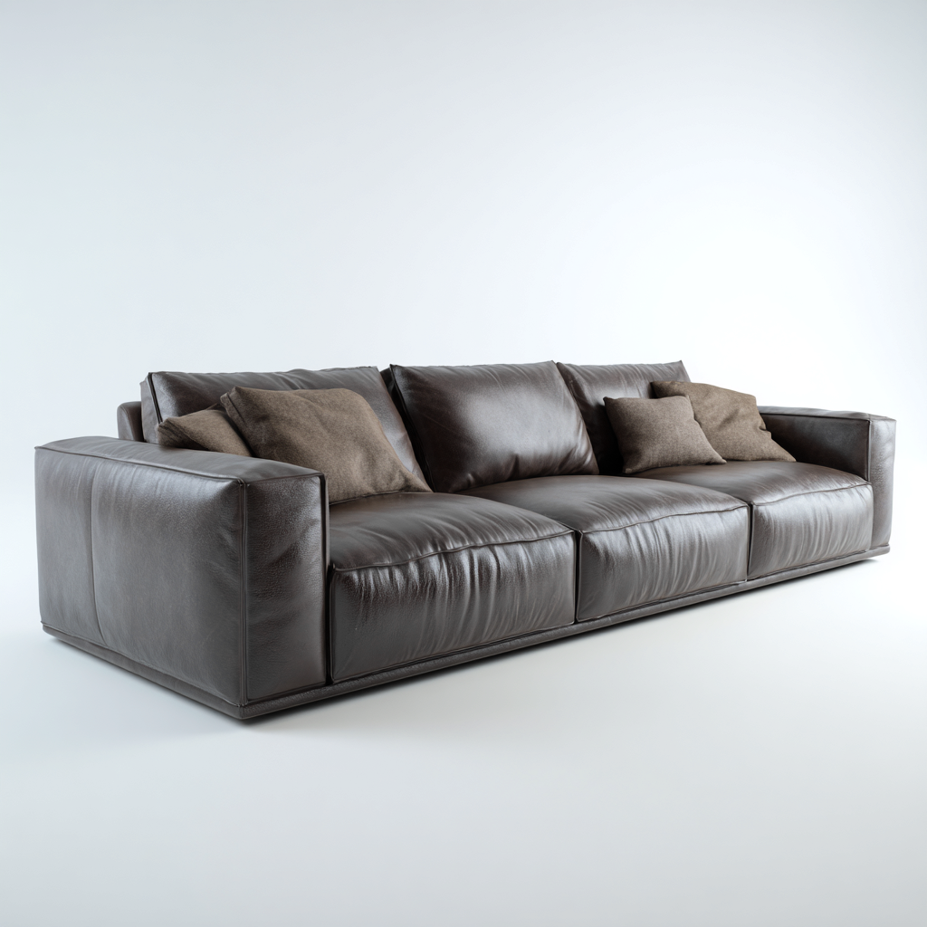 Canapé 3 places en cuir véritable 225x95x85 cm - gris foncé - style contemporain-Homelyio