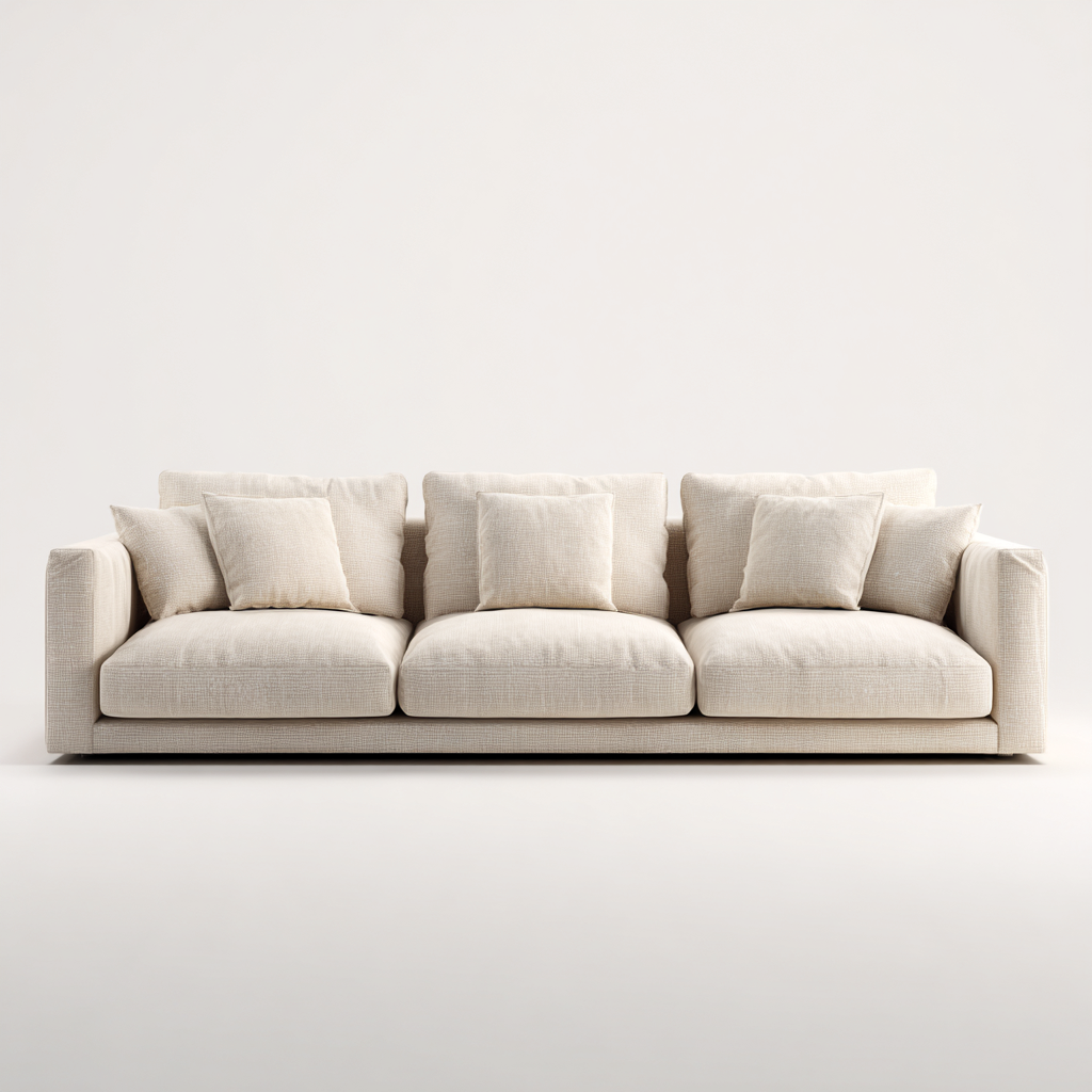 Canapé 3 places en tissu 210x95x85 cm - beige - pour salon - design moderne confortable-Homelyio