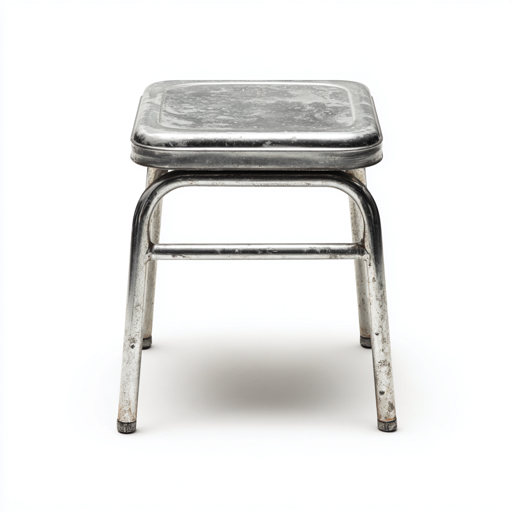 Tabouret en métal 40x40x45 cm - argenté - pour salon - design industriel-Homelyio