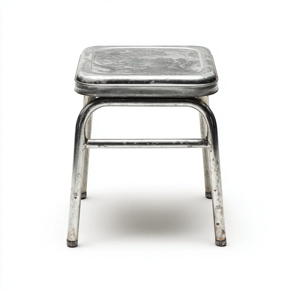 Tabouret en métal 40x40x45 cm - argenté - pour salon - design industriel-Homelyio