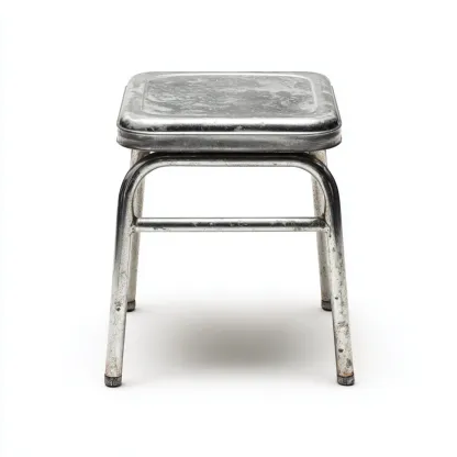 Tabouret en métal 40x40x45 cm - argenté - pour salon - design industriel-Homelyio