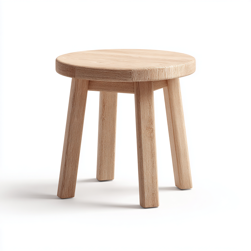Tabouret en bois massif 34x34x44 cm - chêne clair - style nordique pour salon-Homelyio