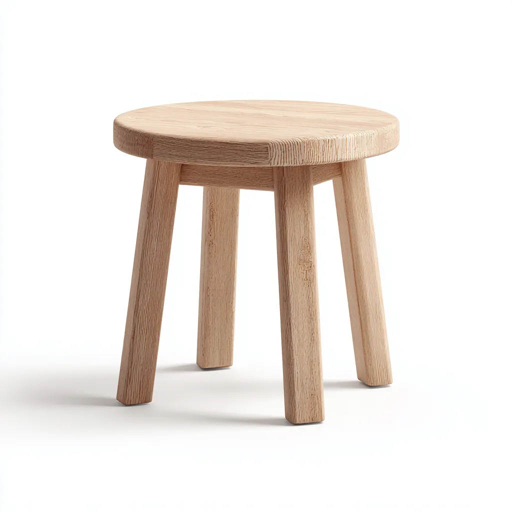 Tabouret en bois massif 34x34x44 cm - chêne clair - style nordique pour salon-Homelyio