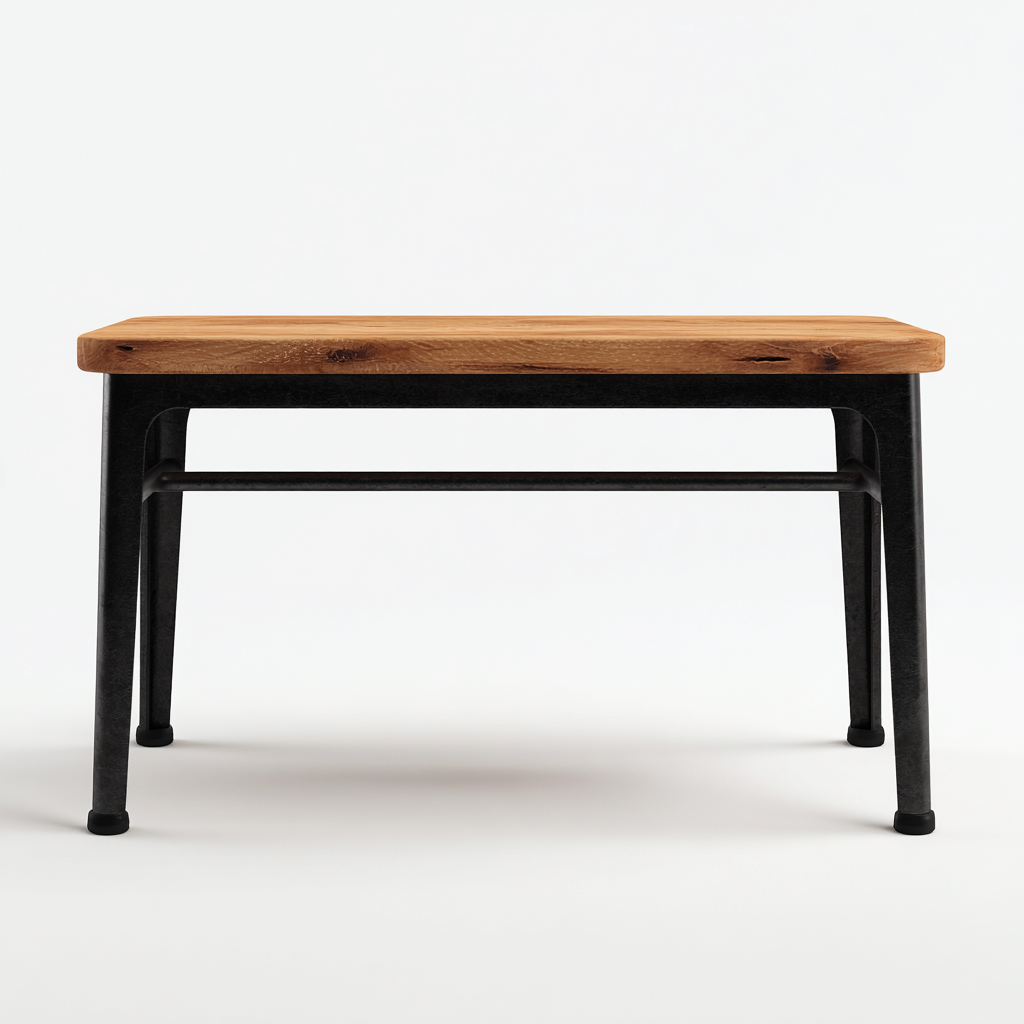 Banc de jardin en bois et métal 155x40x45 cm - bois naturel/noir - style industriel-Homelyio