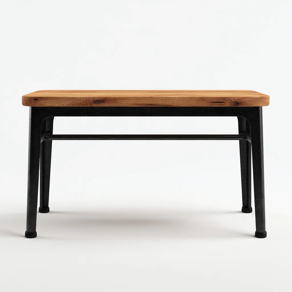 Banc de jardin en bois et métal 155x40x45 cm - bois naturel/noir - style industriel-Homelyio