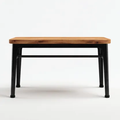 Banc de jardin en bois et métal 155x40x45 cm - bois naturel/noir - style industriel-Homelyio