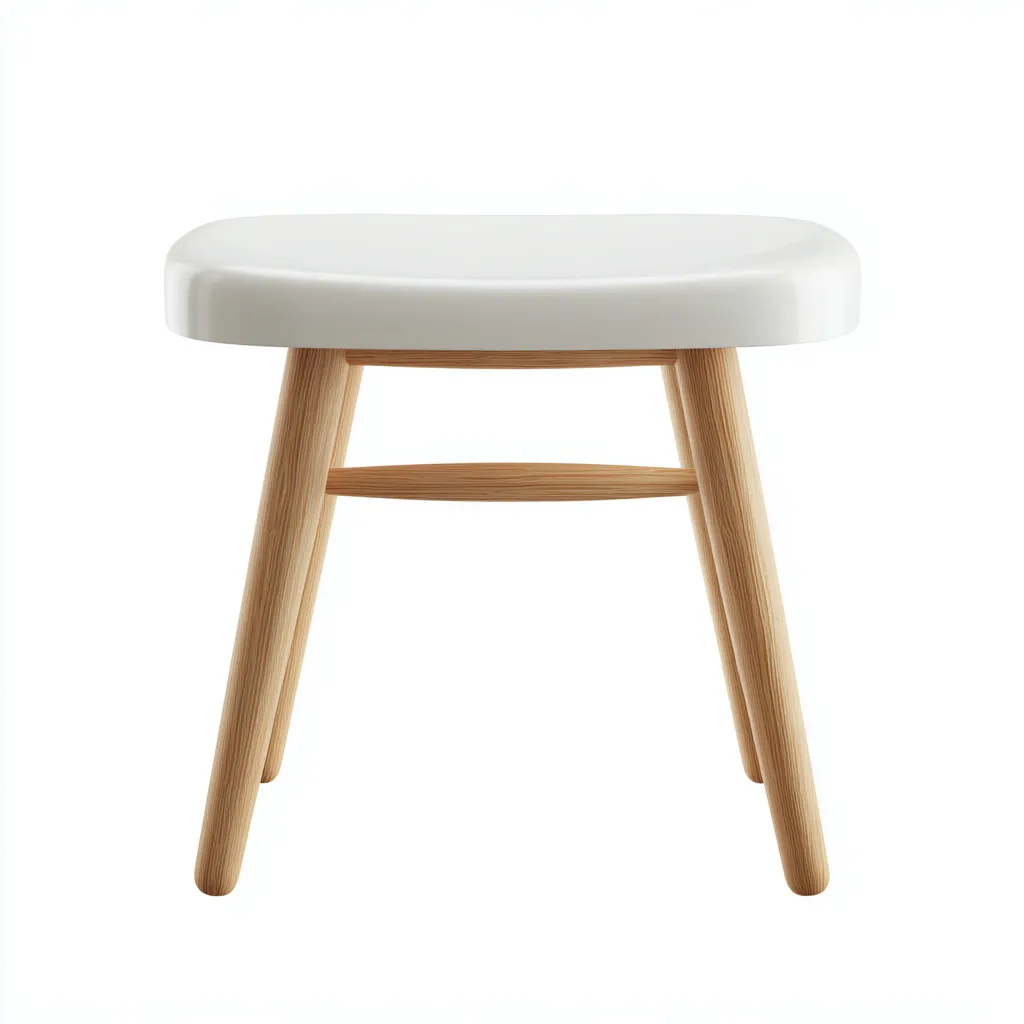 Tabouret avec assise blanche et pieds en bois 36x36x45 cm - blanc/bois naturel - pour salon - design moderne-Homelyio