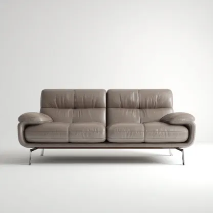 Canapé 2 places en cuir véritable 160x95x95 cm - brun gris clair - design contemporain pour salon-Homelyio