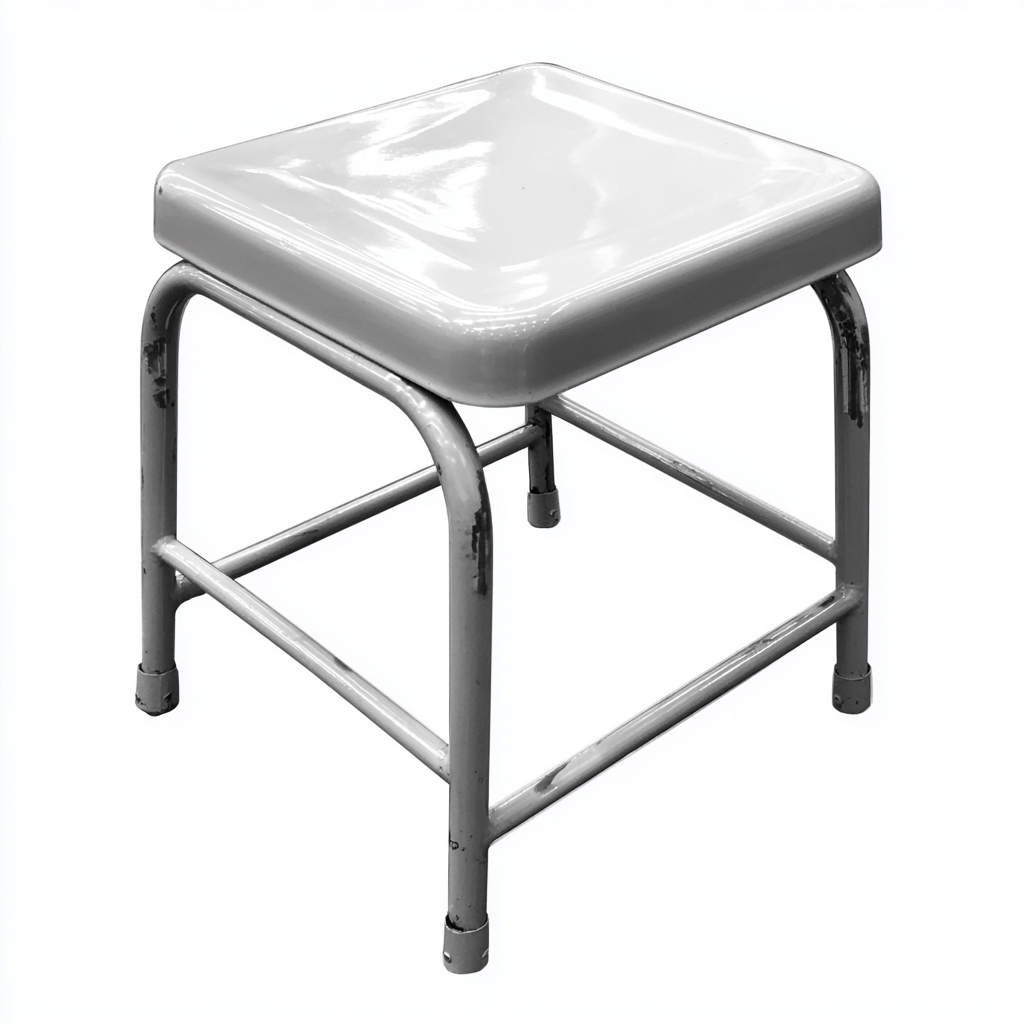 Tabouret en métal gris clair 35x35x45 cm - style industriel - pour salon-Homelyio