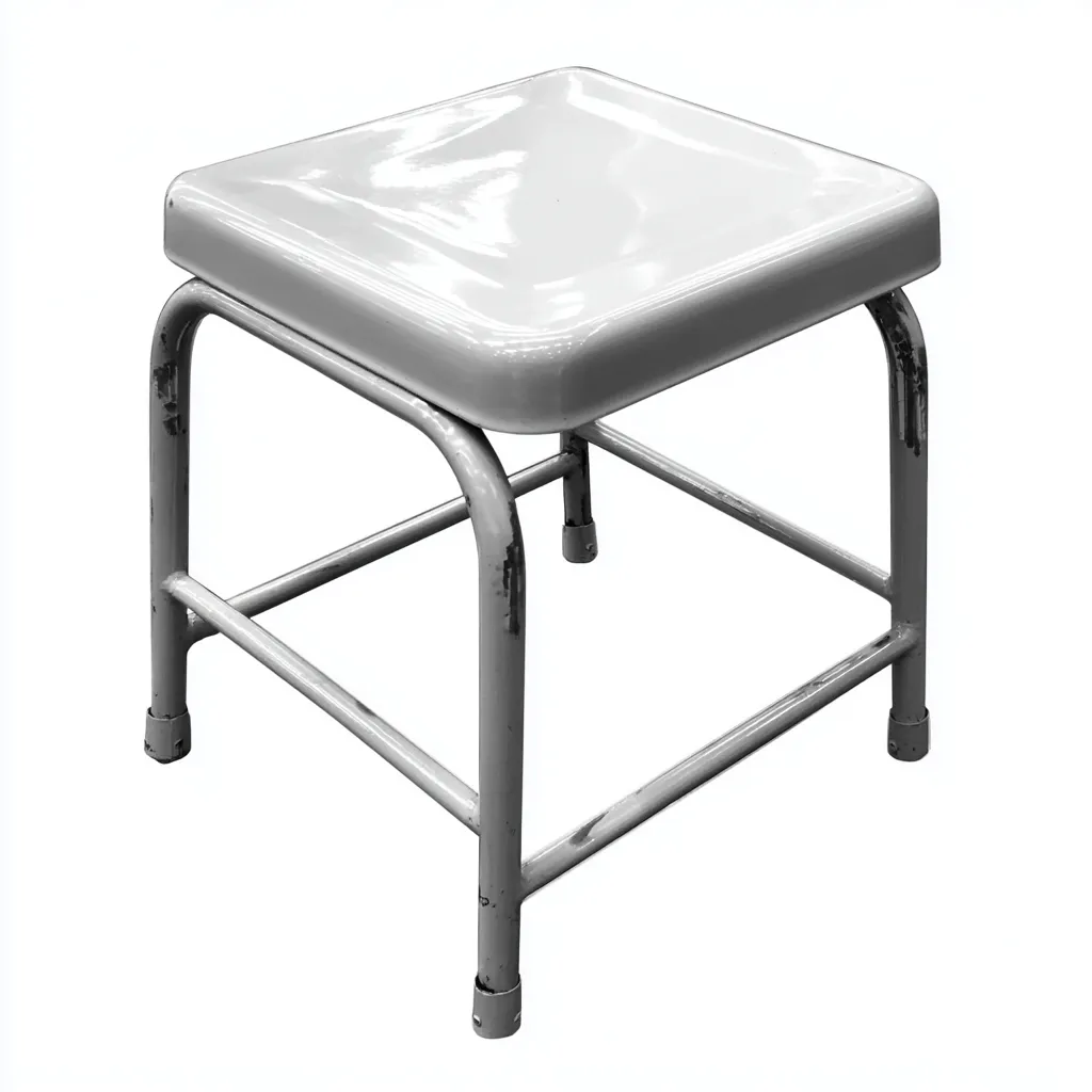 Tabouret en métal gris clair 35x35x45 cm - style industriel - pour salon-Homelyio