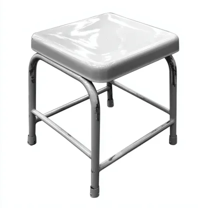 Tabouret en métal gris clair 35x35x45 cm - style industriel - pour salon-Homelyio