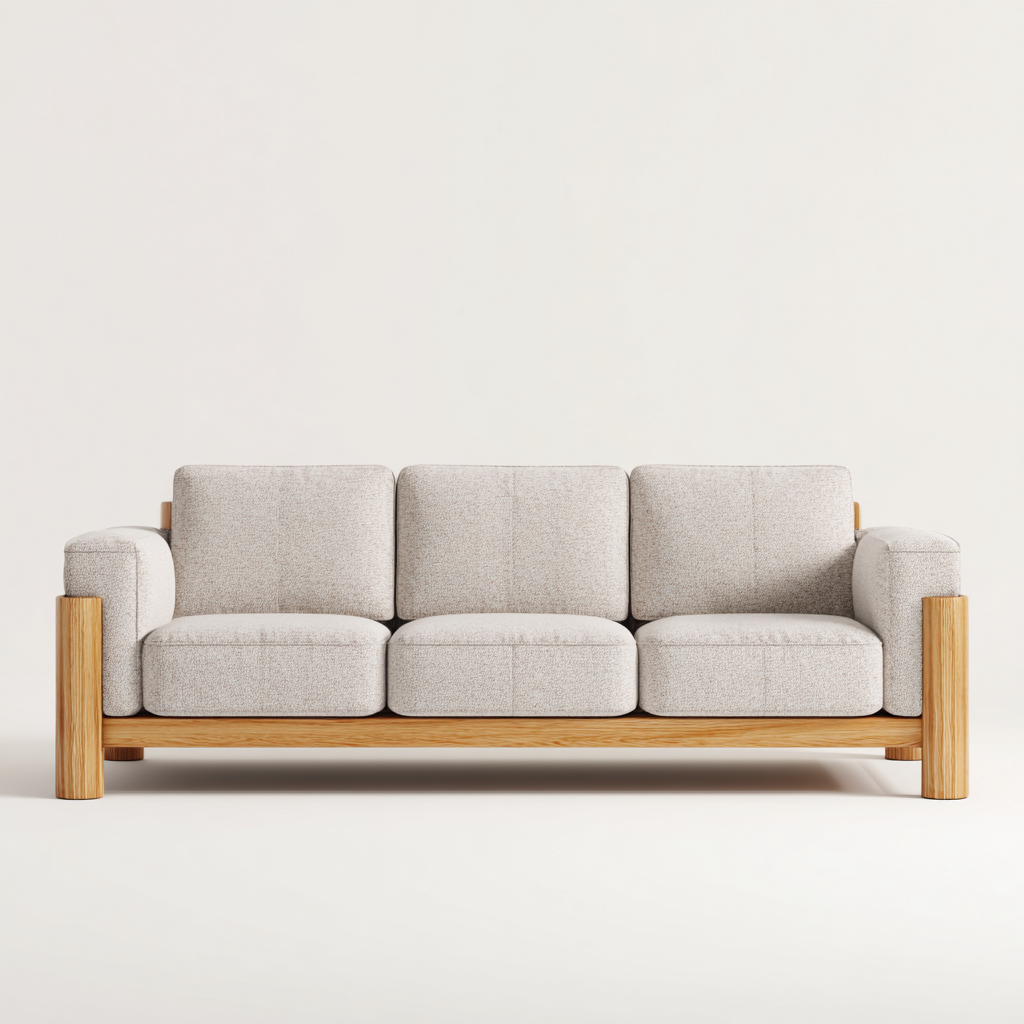 Canapé 3 places en tissu 210x90x85 cm - gris clair - pour salon - structure en bois massif-Homelyio