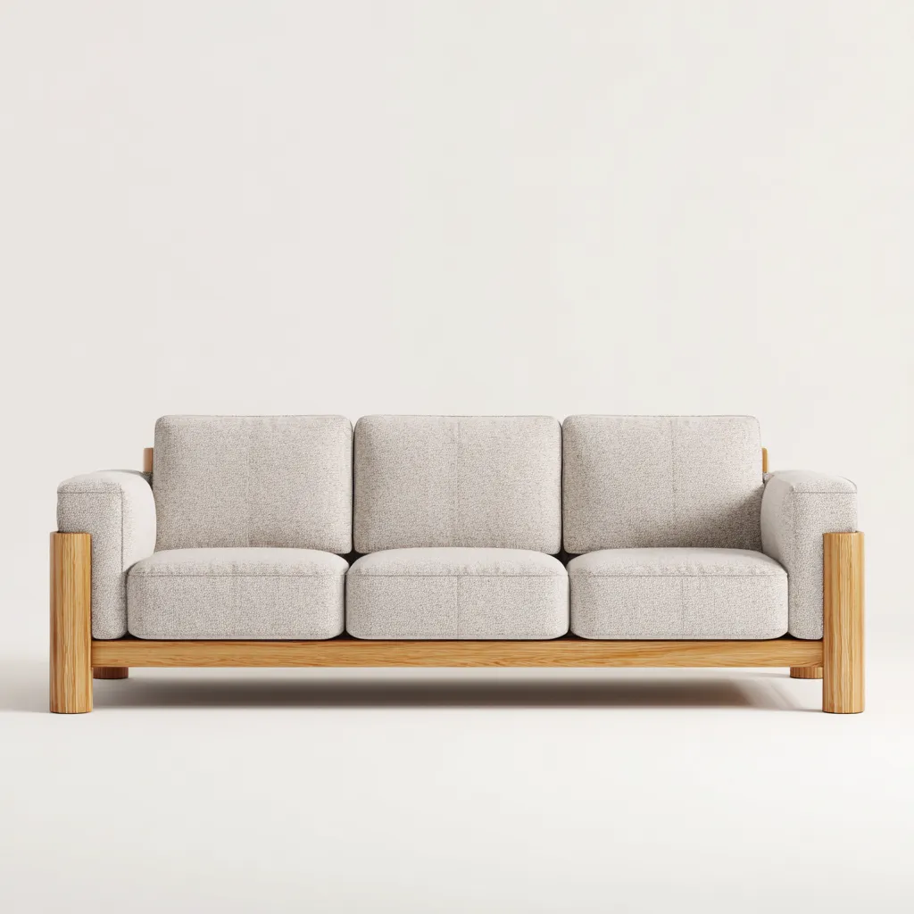 Canapé 3 places en tissu 210x90x85 cm - gris clair - pour salon - structure en bois massif-Homelyio