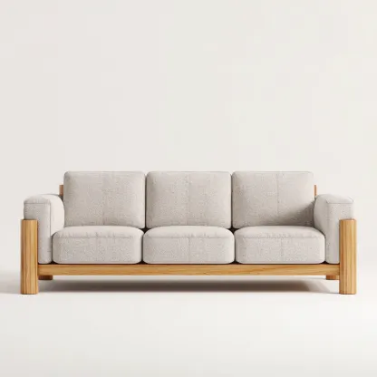 Canapé 3 places en tissu 210x90x85 cm - gris clair - pour salon - structure en bois massif-Homelyio