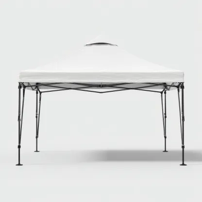 Tonnelle de jardin en acier avec toit en tissu 300x300x260 cm - blanc - design pliable et aéré-Homelyio