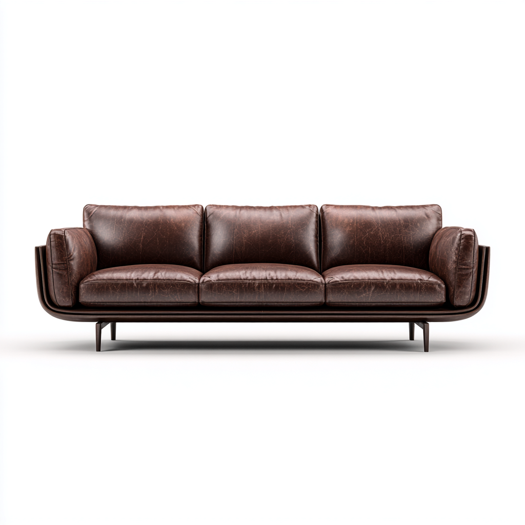 Canapé 3 places en cuir véritable 225x95x87 cm - brun foncé - design contemporain pour salon-Homelyio