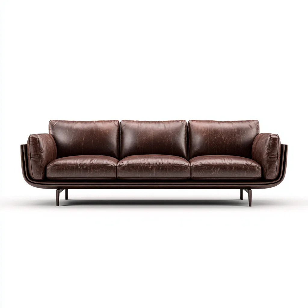 Canapé 3 places en cuir véritable 225x95x87 cm - brun foncé - design contemporain pour salon-Homelyio
