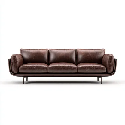 Canapé 3 places en cuir véritable 225x95x87 cm - brun foncé - design contemporain pour salon-Homelyio