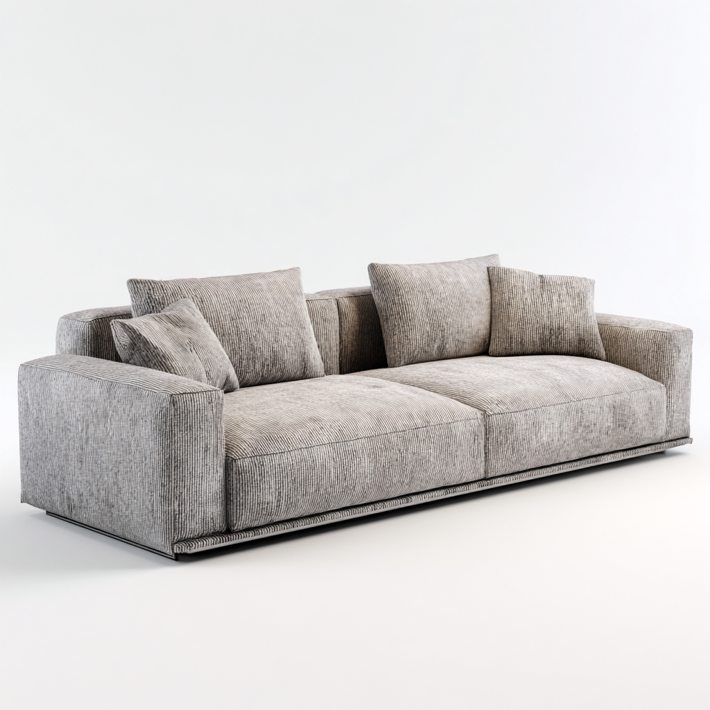 Canapé 3 places en tissu côtelé 220x100x83 cm - gris clair - assise large design contemporain pour salon-Homelyio