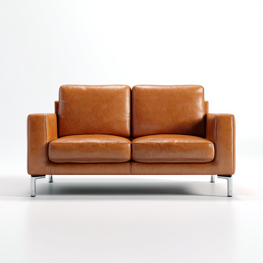 Canapé 2 places en cuir véritable 160x85x80 cm - brun - pour salon - design contemporain-Homelyio