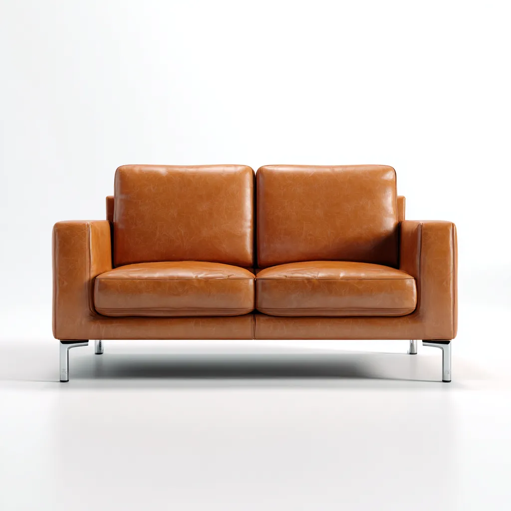 Canapé 2 places en cuir véritable 160x85x80 cm - brun - pour salon - design contemporain-Homelyio