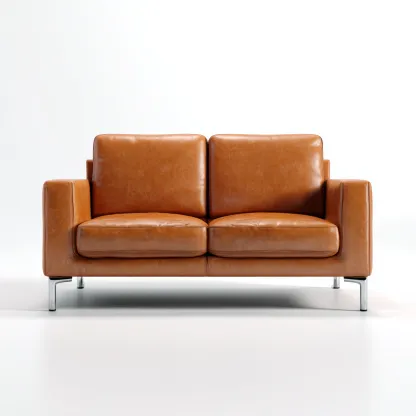 Canapé 2 places en cuir véritable 160x85x80 cm - brun - pour salon - design contemporain-Homelyio