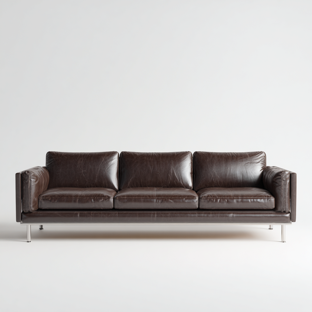 Canapé 3 places en cuir véritable 218x90x84 cm - marron foncé - design contemporain pour salon-Homelyio