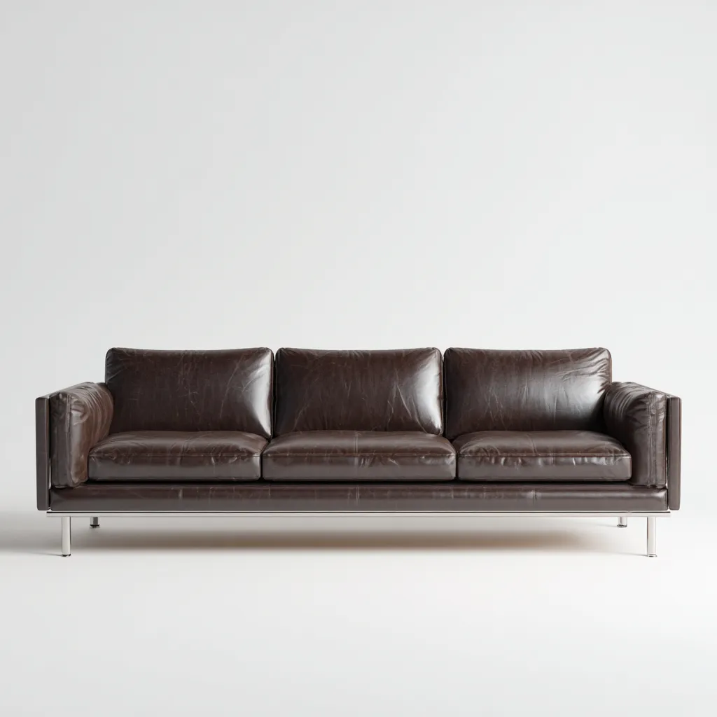 Canapé 3 places en cuir véritable 218x90x84 cm - marron foncé - design contemporain pour salon-Homelyio