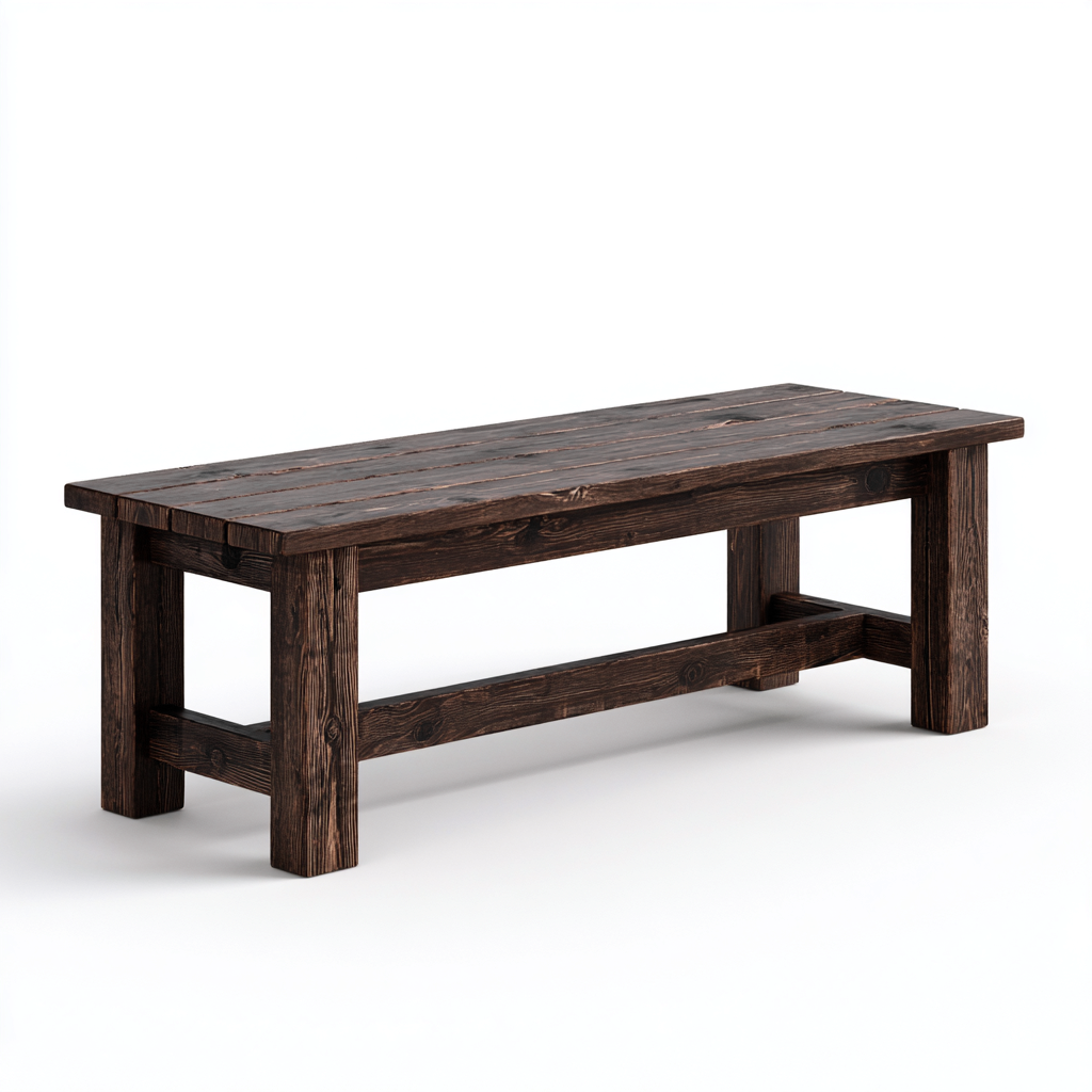 Banc de jardin en bois massif 160x38x45 cm - brun foncé - style rustique-Homelyio