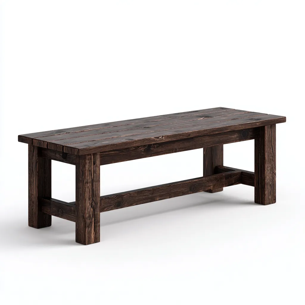 Banc de jardin en bois massif 160x38x45 cm - brun foncé - style rustique-Homelyio