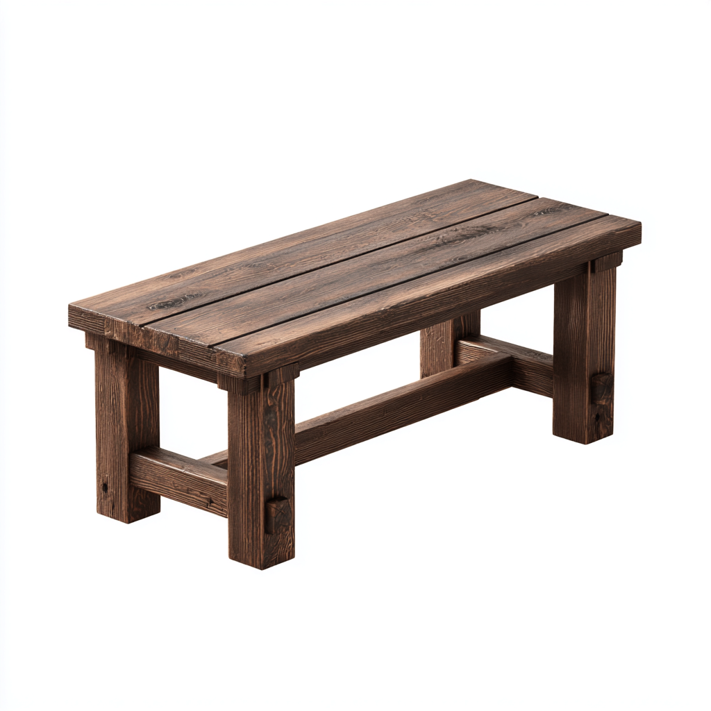 Banc de jardin en bois massif 150x40x45 cm - couleur brun foncé - style rustique pour extérieur-Homelyio