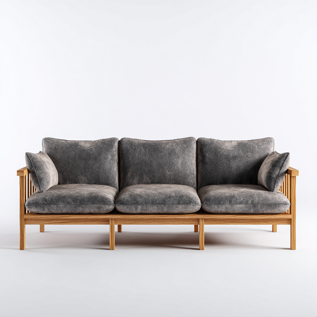 Canapé 3 places en tissu 220x95x85 cm - gris foncé - structure en bois naturel - design contemporain pour salon-Homelyio