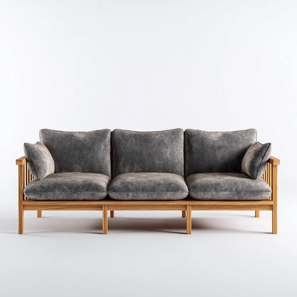 Canapé 3 places en tissu 220x95x85 cm - gris foncé - structure en bois naturel - design contemporain pour salon-Homelyio