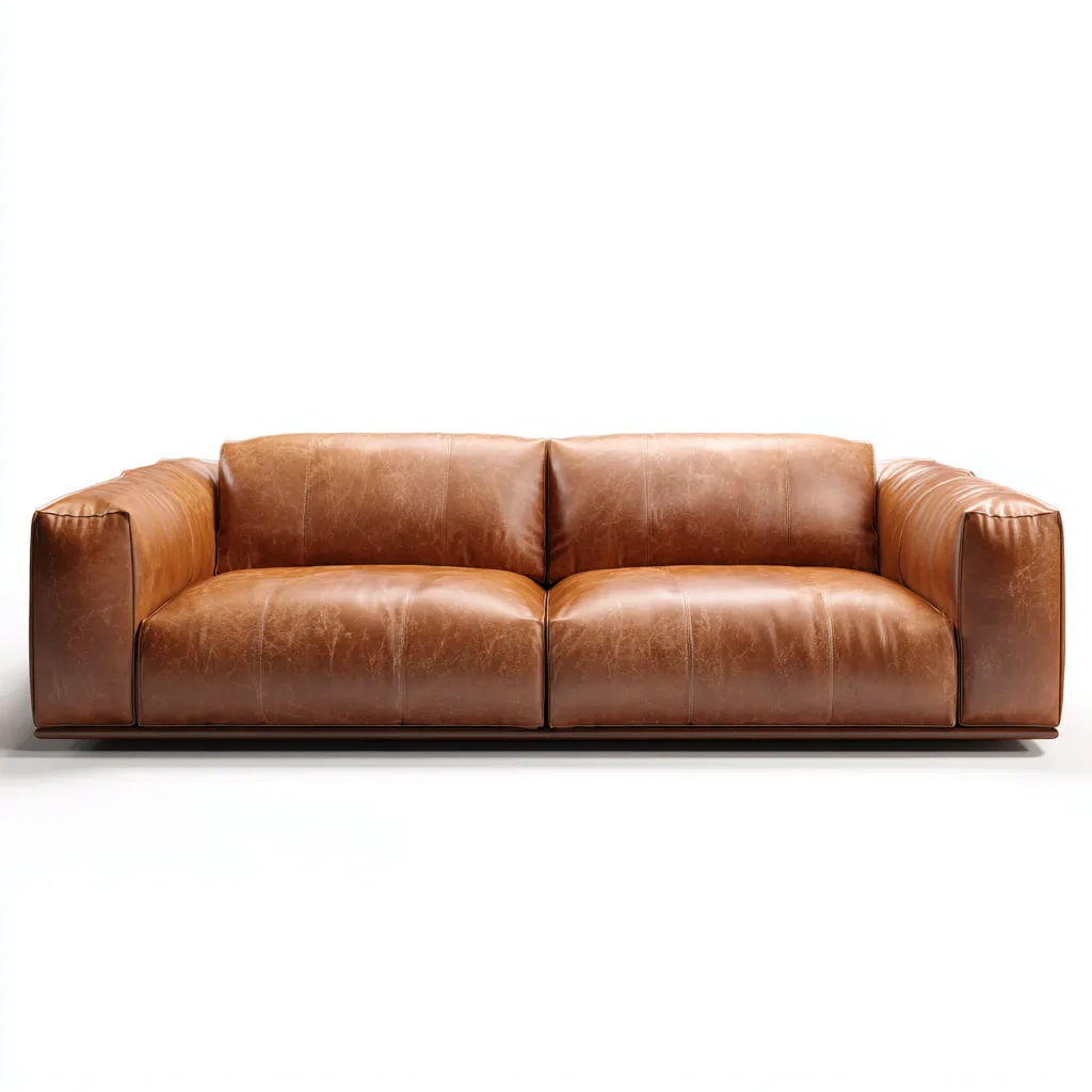 Canapé 3 places en cuir véritable 210x95x82 cm - brun - style contemporain pour salon-Homelyio