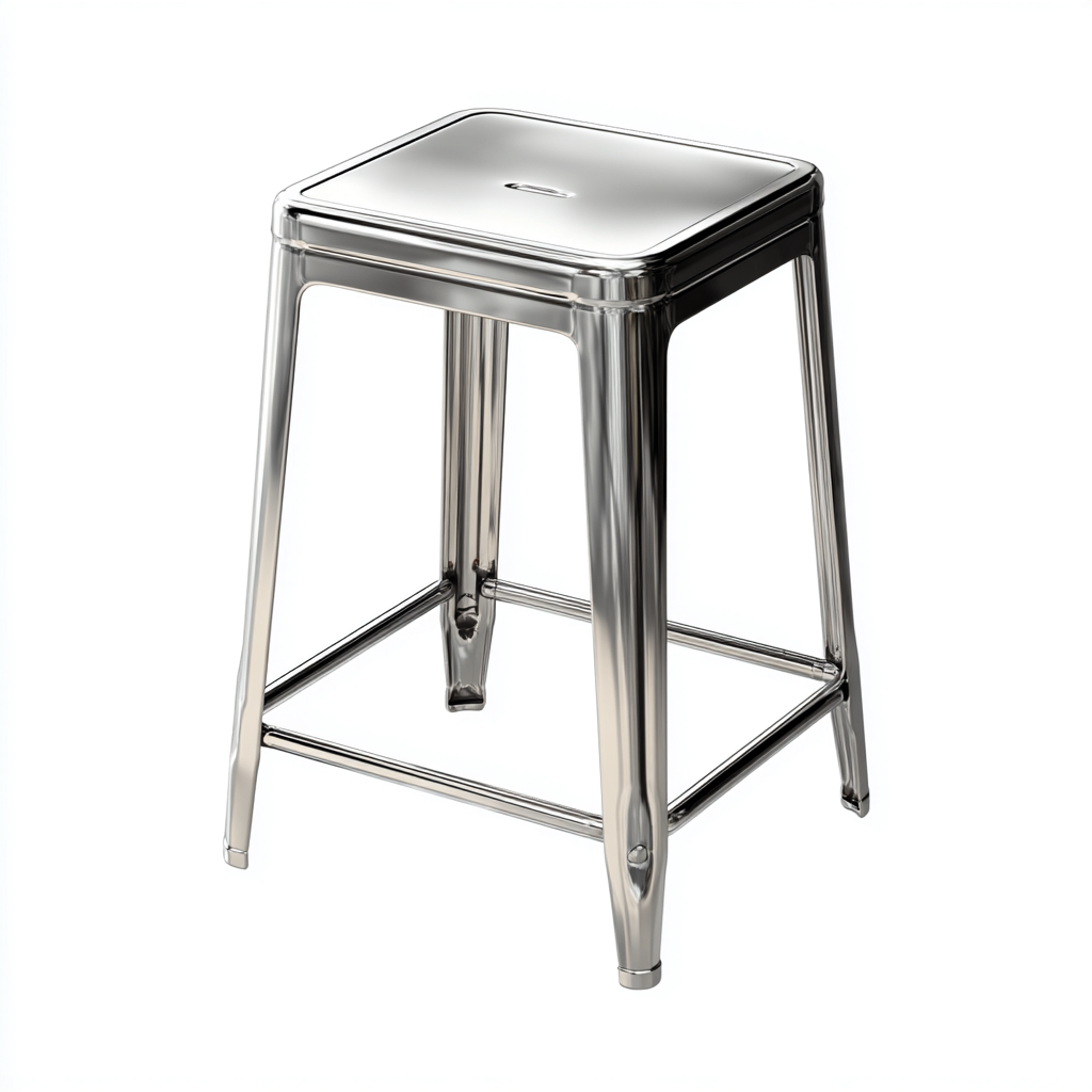 Tabouret en métal argenté 35x35x60 cm - design moderne - pour salon-Homelyio