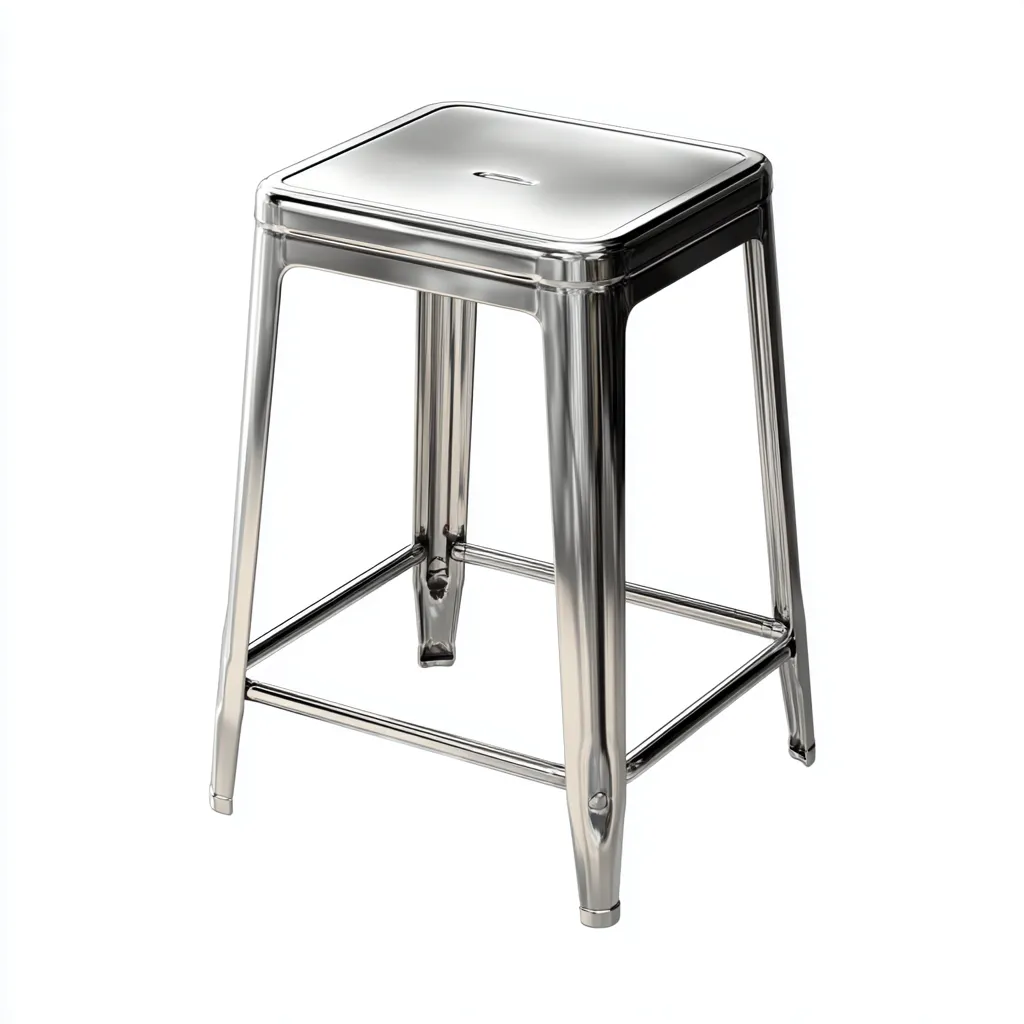 Tabouret en métal argenté 35x35x60 cm - design moderne - pour salon-Homelyio