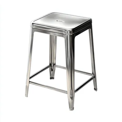 Tabouret en métal argenté 35x35x60 cm - design moderne - pour salon-Homelyio