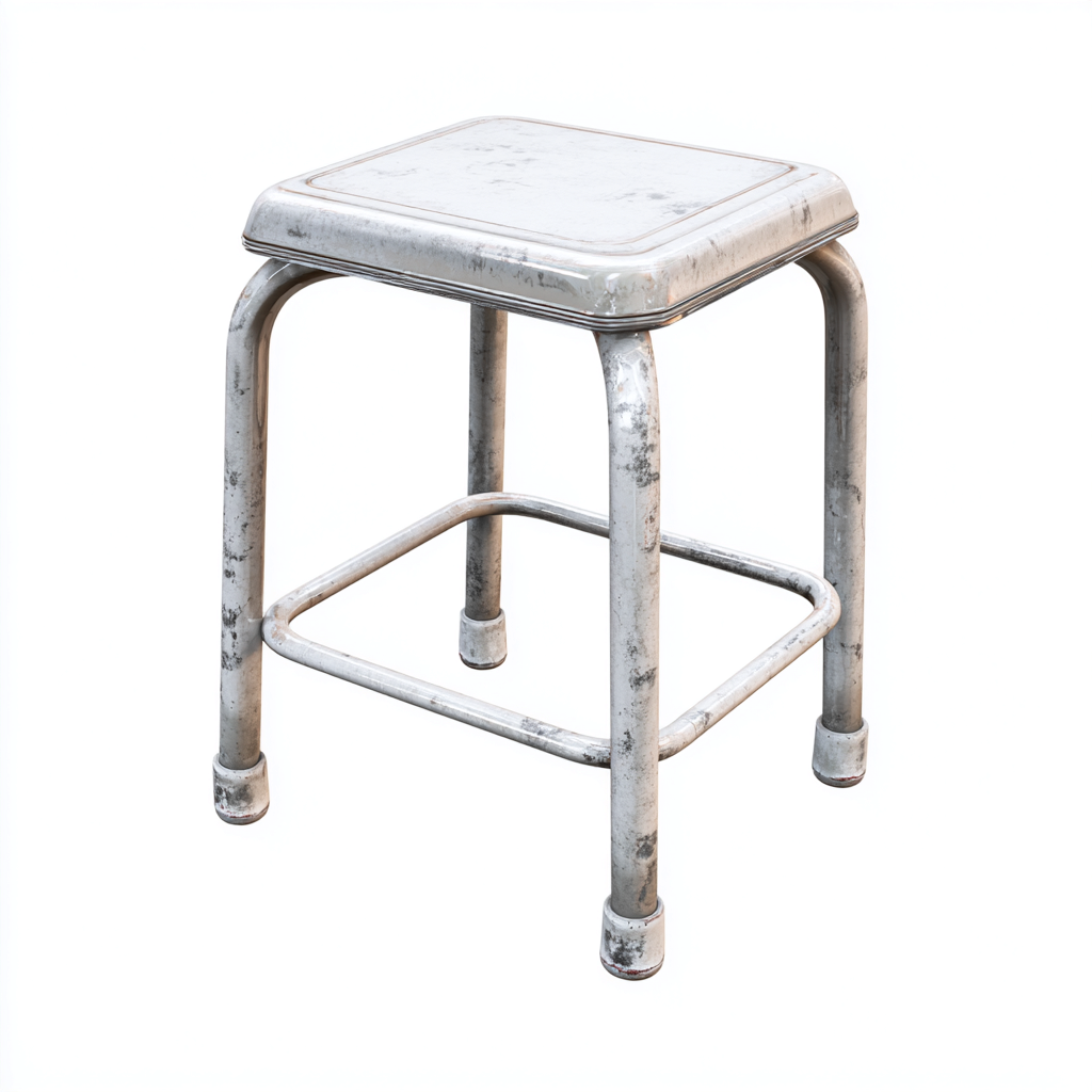 Tabouret en métal 38x38x46 cm - argent vieilli - style industriel pour salon-Homelyio