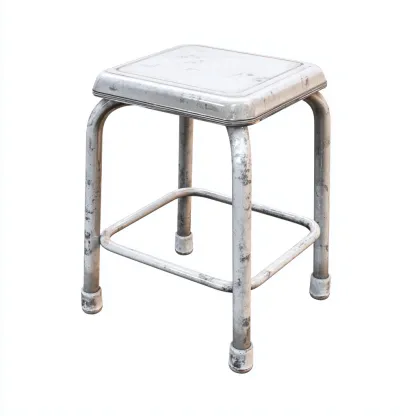 Tabouret en métal 38x38x46 cm - argent vieilli - style industriel pour salon-Homelyio