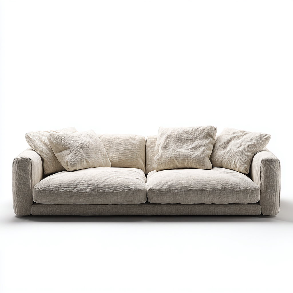 Canapé 3 places en tissu lin 205x98x82 cm - beige - assise moelleuse style contemporain pour salon-Homelyio
