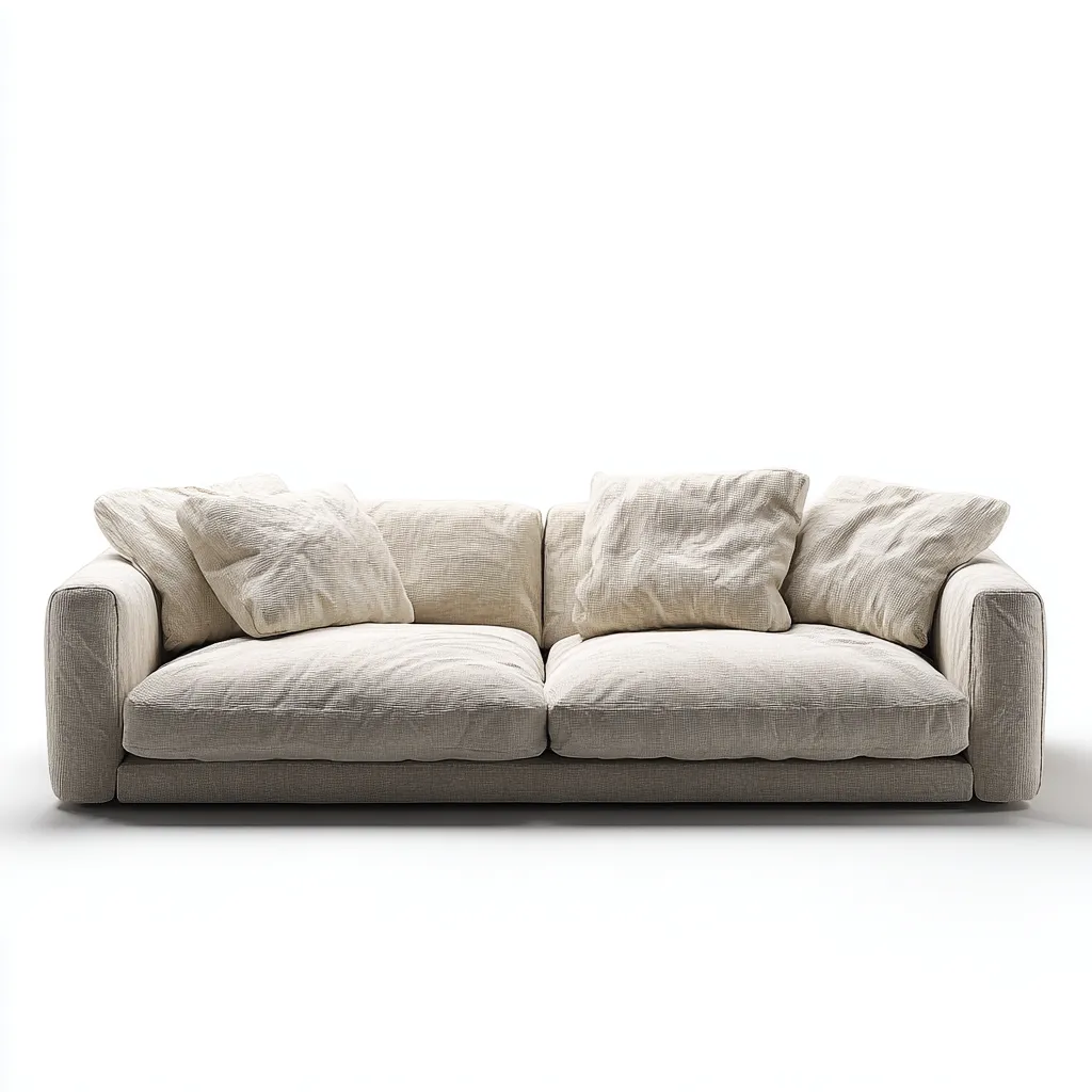 Canapé 3 places en tissu lin 205x98x82 cm - beige - assise moelleuse style contemporain pour salon-Homelyio