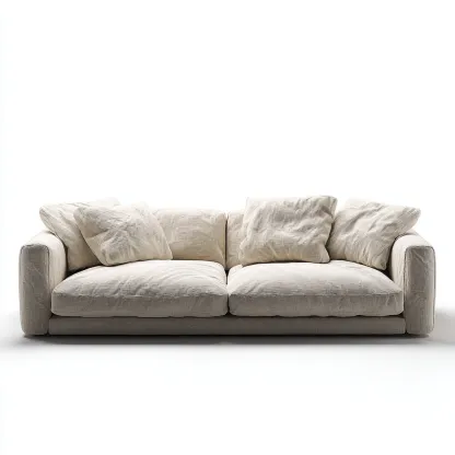 Canapé 3 places en tissu lin 205x98x82 cm - beige - assise moelleuse style contemporain pour salon-Homelyio