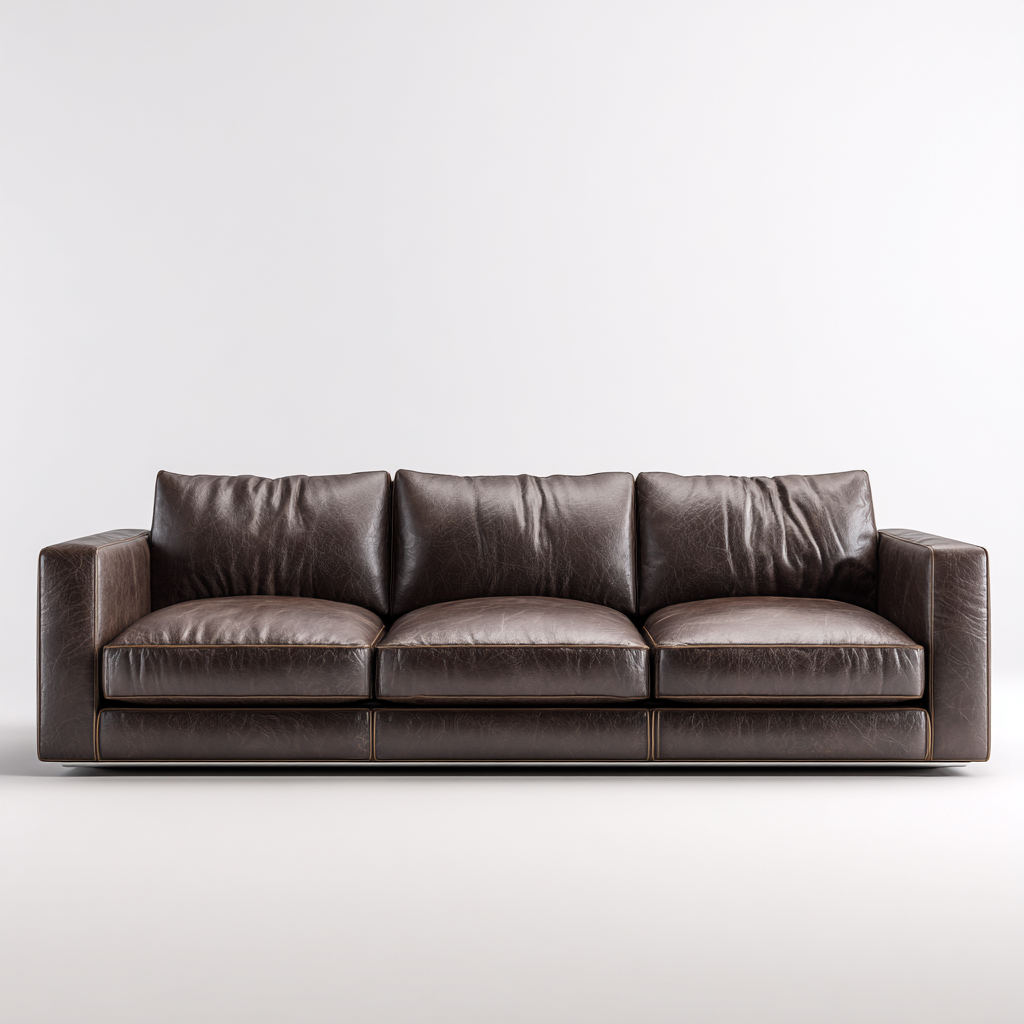 Canapé 3 places en cuir véritable 210x90x85 cm - brun foncé - pour salon - design contemporain élégant-Homelyio