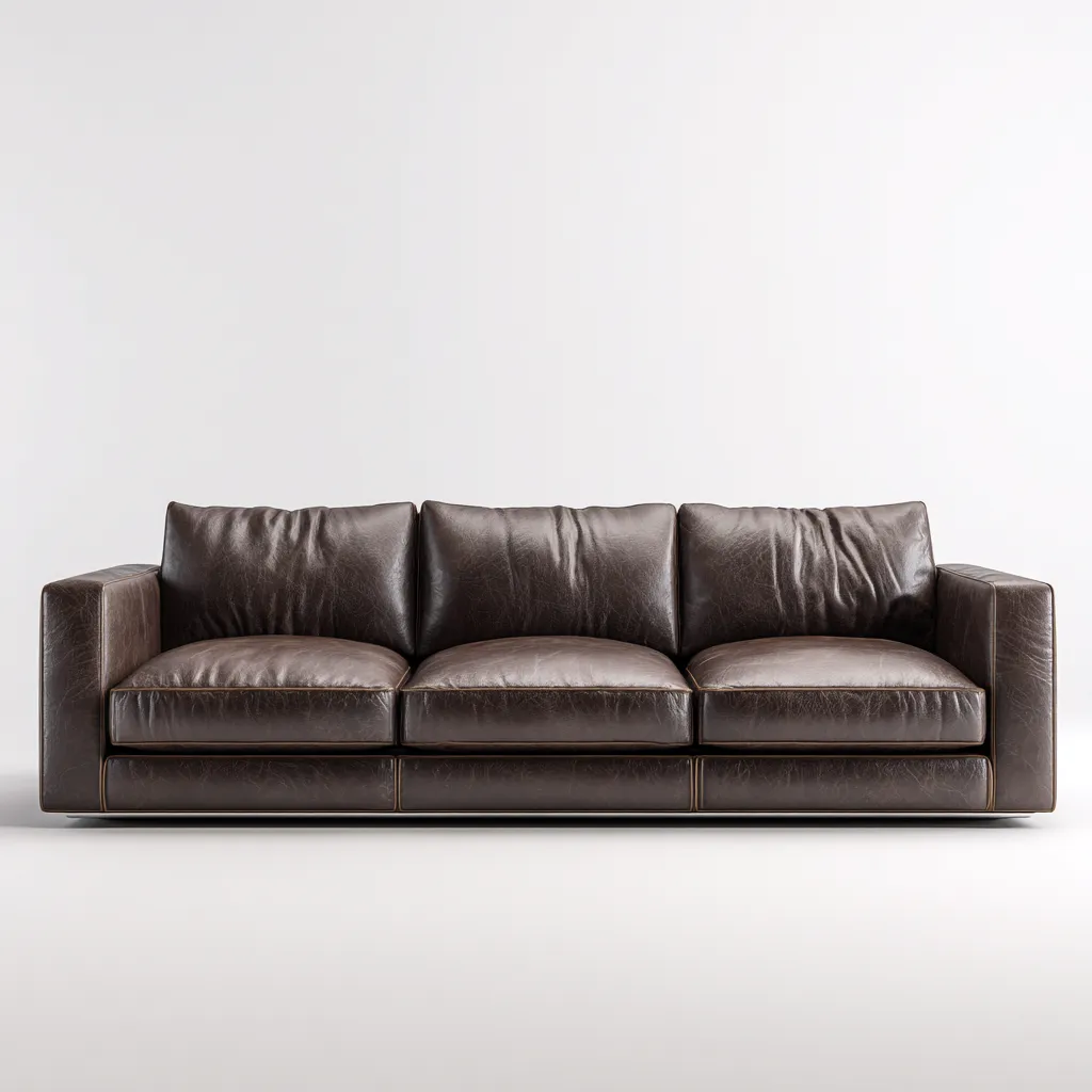 Canapé 3 places en cuir véritable 210x90x85 cm - brun foncé - pour salon - design contemporain élégant-Homelyio