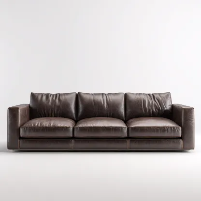 Canapé 3 places en cuir véritable 210x90x85 cm - brun foncé - pour salon - design contemporain élégant-Homelyio