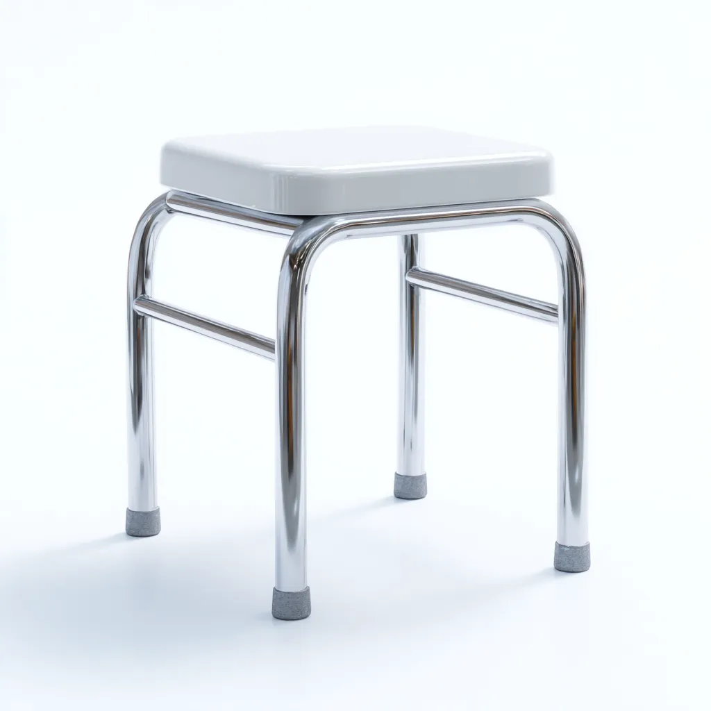 Tabouret en métal 35x35x45 cm - blanc/argent - design moderne pour salon-Homelyio