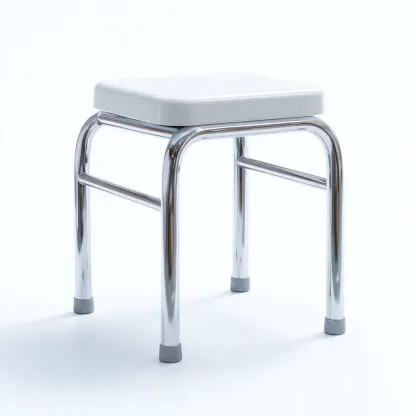 Tabouret en métal 35x35x45 cm - blanc/argent - design moderne pour salon-Homelyio
